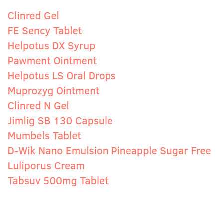 Encore Healthcare products list